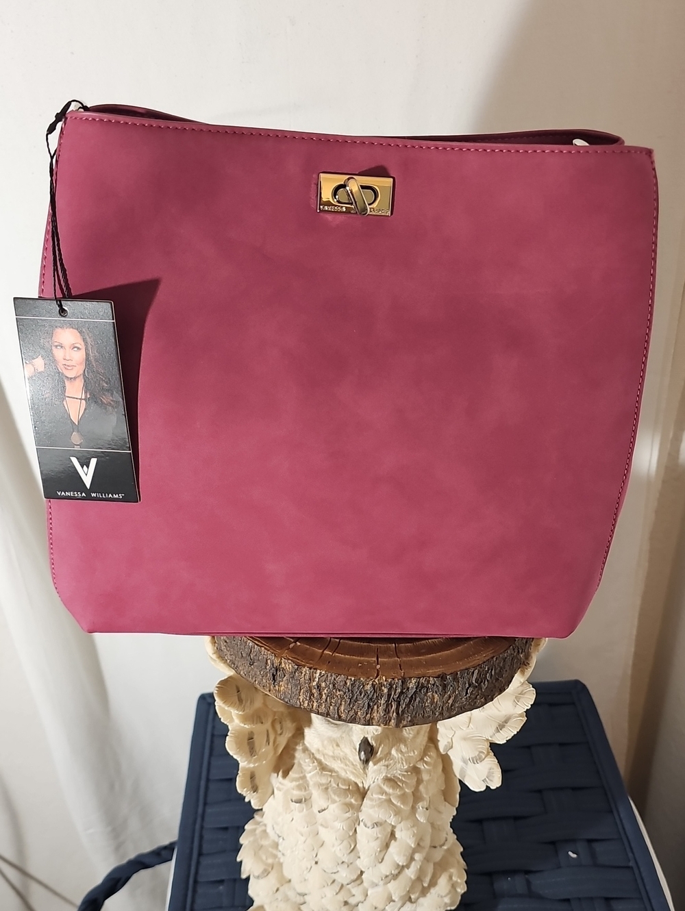 Vanessa Williams Pink Shoulder Bag with Gold Turn-Lock